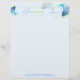 En-tête De Lettre Avec Motif Belle Bleue Papillons Business