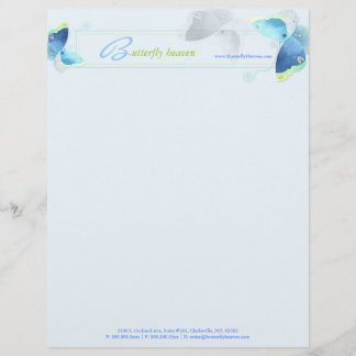 En-tête De Lettre Avec Motif Belle Bleue Papillons Business