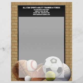 En-tête De Lettre Avec Motif Boules de sports d'All Star avec le mur de briques