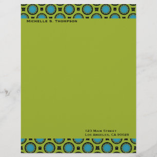 En-tête De Lettre Avec Motif cercles verts de turquoise