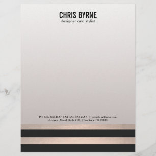 En-tête De Lettre Avec Motif Cool Gras moderne Noir et Rose Or rayé