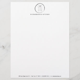 En-tête De Lettre Avec Motif Cuillère à fourche noire Couteau Croquis Logo de r