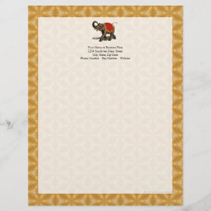 En-tête De Lettre Avec Motif Eléphant indien avec tissu rouge
