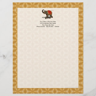 En-tête De Lettre Avec Motif Eléphant indien avec tissu rouge