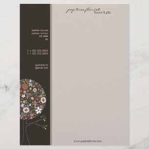 En-tête De Lettre Avec Motif Fleurs printanières colorées Arbre fantaisiste et 