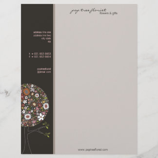 En-tête De Lettre Avec Motif Fleurs printanières colorées Arbre fantaisiste et