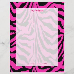 En-tête De Lettre Avec Motif Impression zébrée, couleurs rétro fuschia + noir