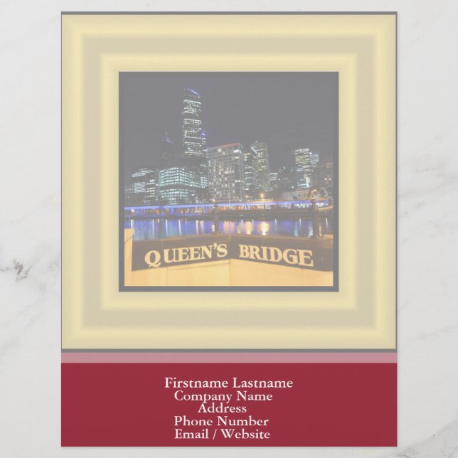 En-tête De Lettre Avec Motif Melbourne Australie Lumières CBD au-dessus du pont (Devant)