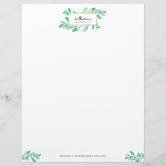 En-tête De Lettre Avec Motif NATURE BOTANIQUE moderne aquarelle peinte feuille