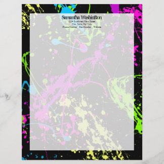 En-tête De Lettre Avec Motif Peinture Retro Neon sur noir