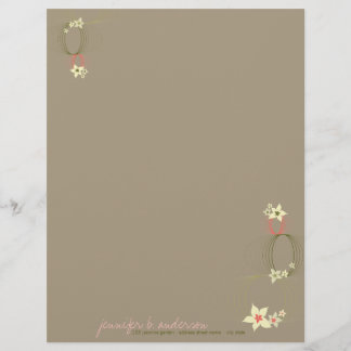 En-tête De Lettre Avec Motif Plumeria rose Frangipani Fleurs chic Ikebana Zen