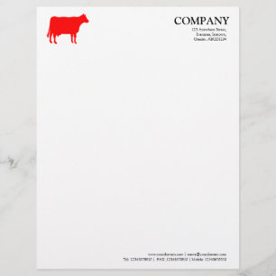 En-tête De Lettre Avec Motif Vache rouge - Blanc
