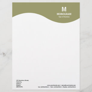 En-tête De Lettre Avec Motif Vague Monogramme - Vert 999966