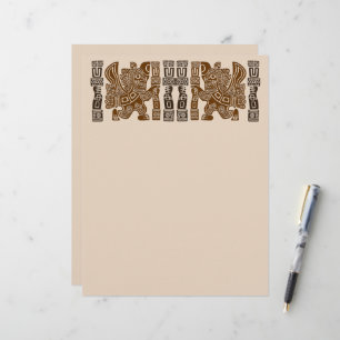 En-tête De Lettre Aztec Eagle Guerrier Tribal Art antique