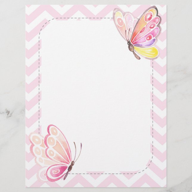 En-tête De Lettre Babfly Stationery Pink Letter Paper (Devant)