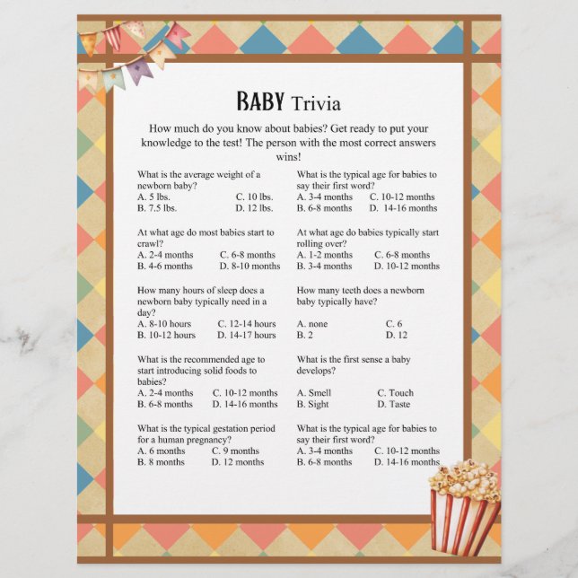 En-tête De Lettre Baby Circus_ Baby Trivia jeu (Devant)