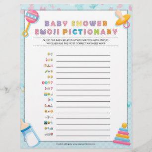 En-tête De Lettre Baby Emoji Pictionary [Baby Basics Blue]