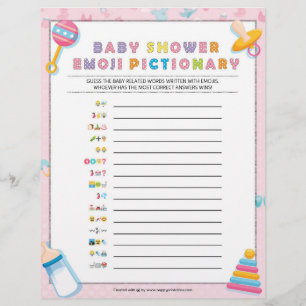 En-tête De Lettre Baby Emoji Pictionary [Bébé Basiques rose]