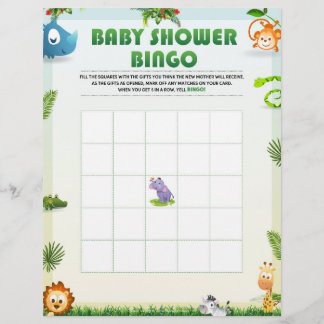 En-tête De Lettre Baby shower Bingo Baby shower Jeu [Thème animal]