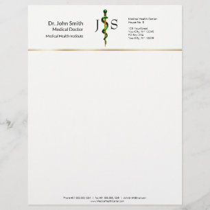 En-tête De Lettre Baguette d'or de plantes d'Asclepius Médicale vert