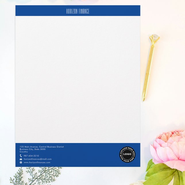 En-tête De Lettre Bande bleue professionnelle (Créateur téléchargé)