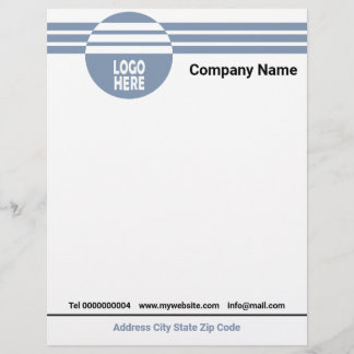 En-tête De Lettre Bandes géométriques bleu poussiéreux avec logo et 