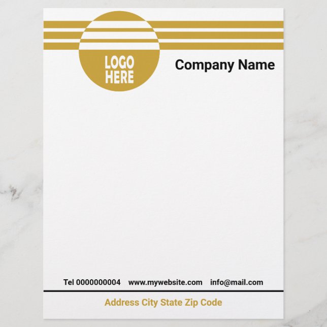 En-tête De Lettre Bandes géométriques dorées avec logo et code QR (Devant)