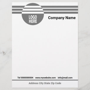 En-tête De Lettre Bandes géométriques grises avec logo et code QR