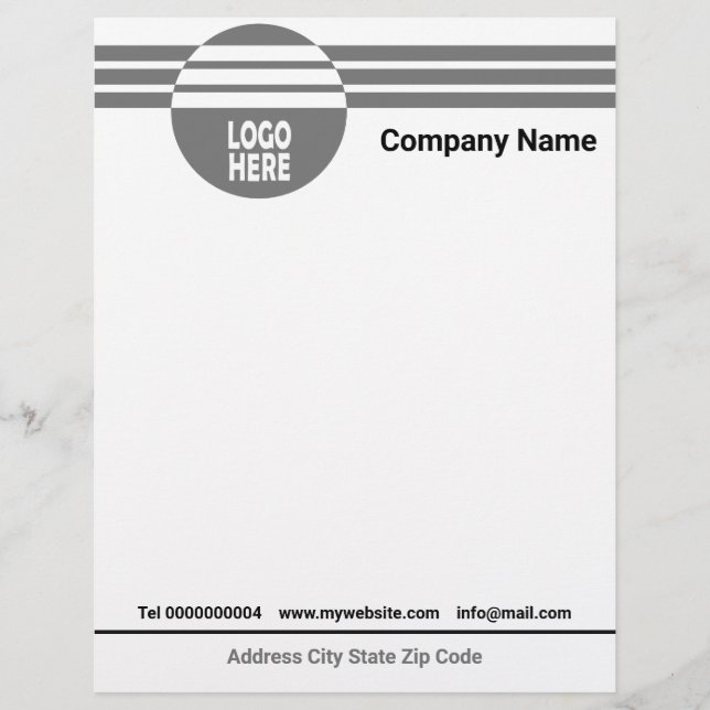En-tête De Lettre Bandes géométriques grises avec logo et code QR (Devant)
