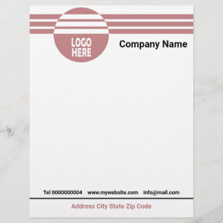 En-tête De Lettre Bandes géométriques, logo et code QR Dusty rose