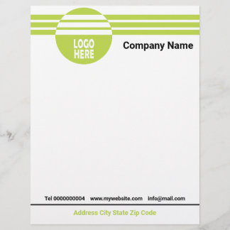 En-tête De Lettre Bandes géométriques vert citron avec logo et code 