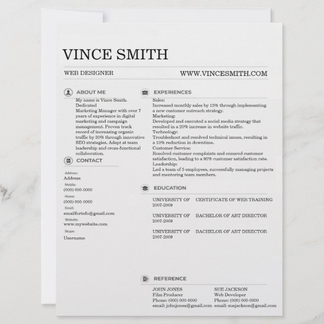 En-tête De Lettre Basic Professional Resume Template Design Trendy 1 (Devant)