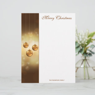 En-tête De Lettre Baubles De Noël Jaune D'Or Sur Bokeh Jaune