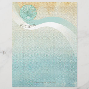 En-tête De Lettre Beach House Clam Shell Aqua Blue ID623
