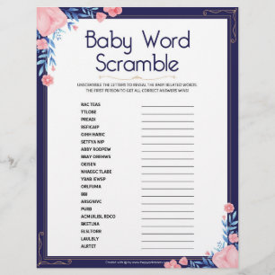 En-tête De Lettre Bébé Mot Scramble [Cadre Floral]