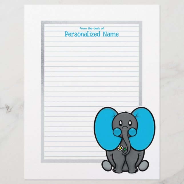 En-tête De Lettre Belle Phant Grey Lined (Devant)