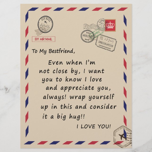 En-tête De Lettre Bestfriend Giant| À Mon Bestami Je T'Aime (Devant)