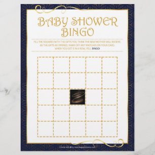 En-tête De Lettre Bingo baby shower [Bleu doré]
