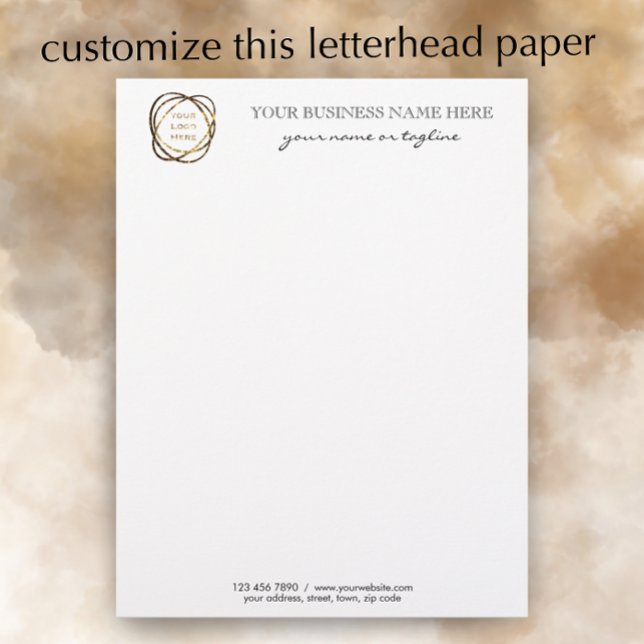 En-tête De Lettre Black Modern Elegant Custom Business Logo    (Edit this template for modern elegant personalized letterhead stationary. 
)