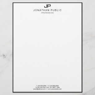En-tête De Lettre Blanc noir élégant de modèle moderne de monogramme