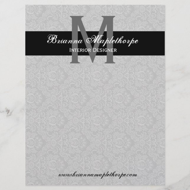 En-tête de lettre blanc noir gris de monogramme de (Devant)