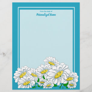 En-tête De Lettre Bleu de marguerite - Bleu Non doublé