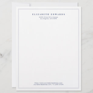 En-tête De Lettre Bleu marine double bordure simple élégant minimali