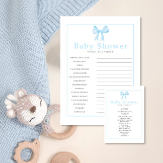 En-tête De Lettre Blue Baby Shower Word Scramble Answer Sheet-Print