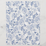 En-tête De Lettre Blue Flowers Botanical Painting<br><div class="desc">Elegant pale blue délicate small garden flowers hand painting light silver gray design, featuring a collection of soft blue and white roses, light blue daisies flowers with various blue leaf shapes greenery hand painting, on a light silver gray color background. A special unique botanical nature floral art, great for a...</div>
