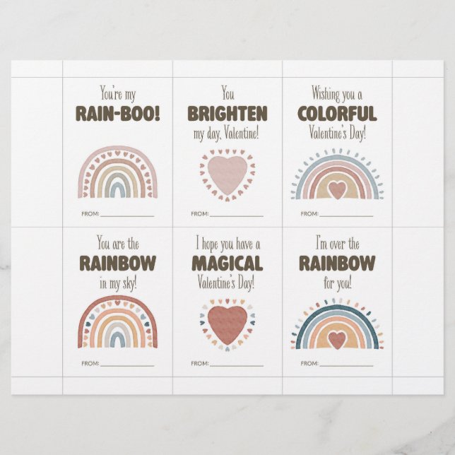 En-tête De Lettre Boho Valentine’s Day Cards for Kids Classroom  (Devant)