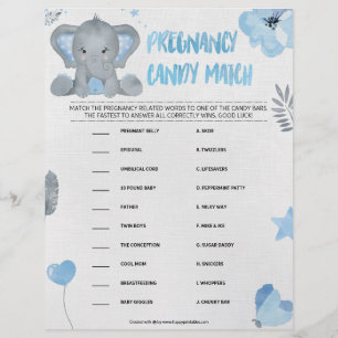 En-tête De Lettre Bonbons de grossesse [Eléphant de bébé [bleu]