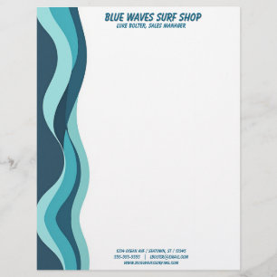 En-tête De Lettre Bordure de vagues bleues Surf Océan Eau Spa