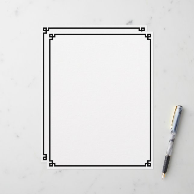 En-tête De Lettre Bordure grecque noire (Devant/Arrière en situation)