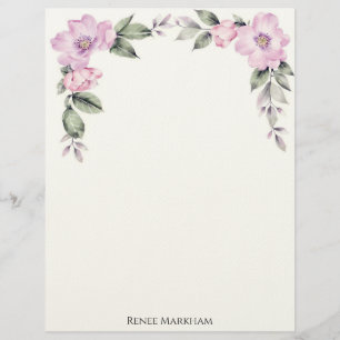 En-tête De Lettre Bordure supérieure de haut floral rose pâle